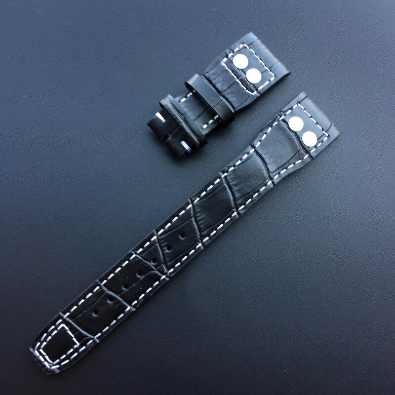 Genuine Leather Rivet Watchband Replace Fit For IWC Big Pilot 22mm Watch Strap