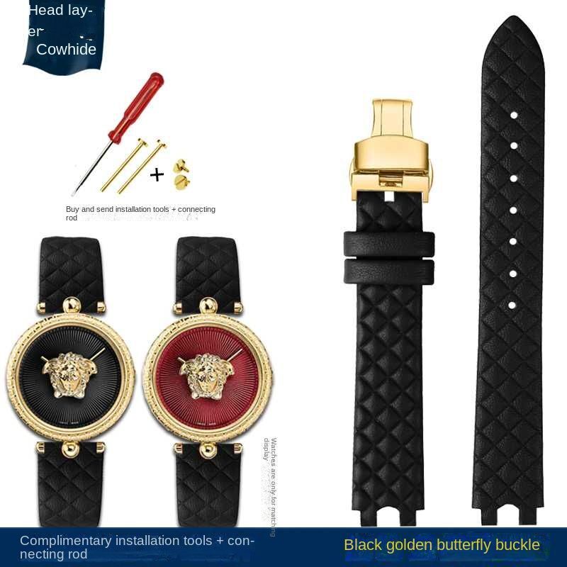 Genuine Leather Watchband Fit For Versace Palazzo Medusa VECQ00218/518/318 Strap