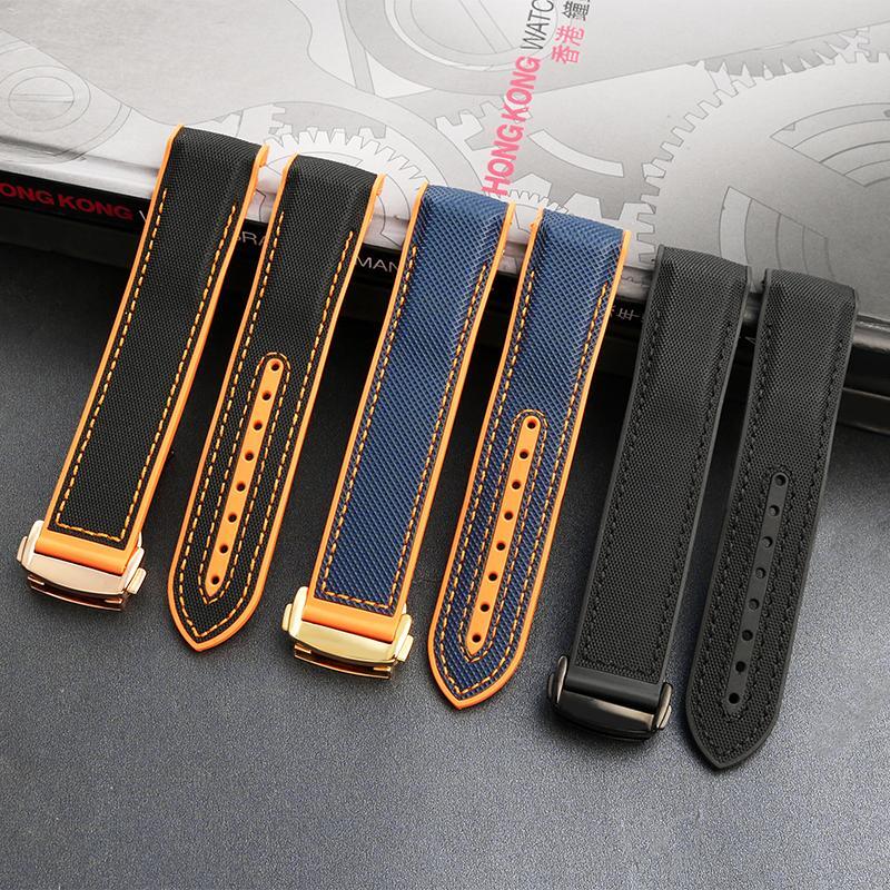 Curved Rubber Watchband For Omega Quarter Orange Series Seamaster 300 600 Strap