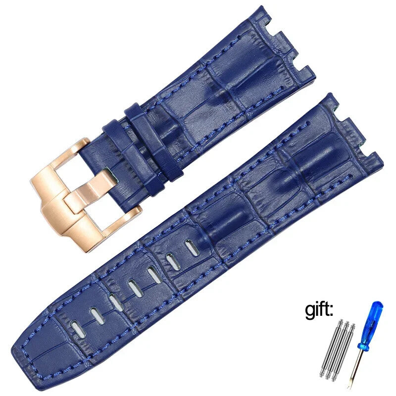 Genuine Leather Watch Strap for AP 15703 Royal Oak Offshore Black Brown Blue 28m