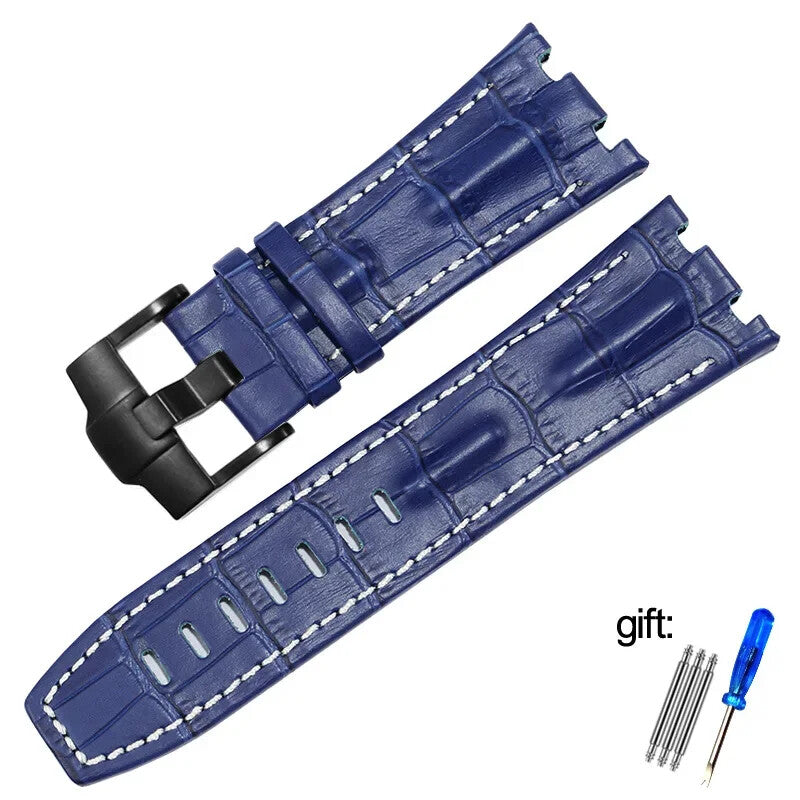 Genuine Leather Watch Strap for AP 15703 Royal Oak Offshore Black Brown Blue 28m