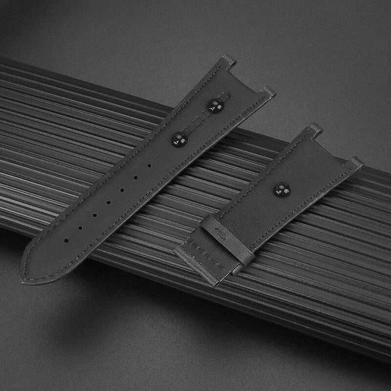 Genuine Leather Watch Strap for Versace VBR8545 26mm Black Convex Calfskin Band