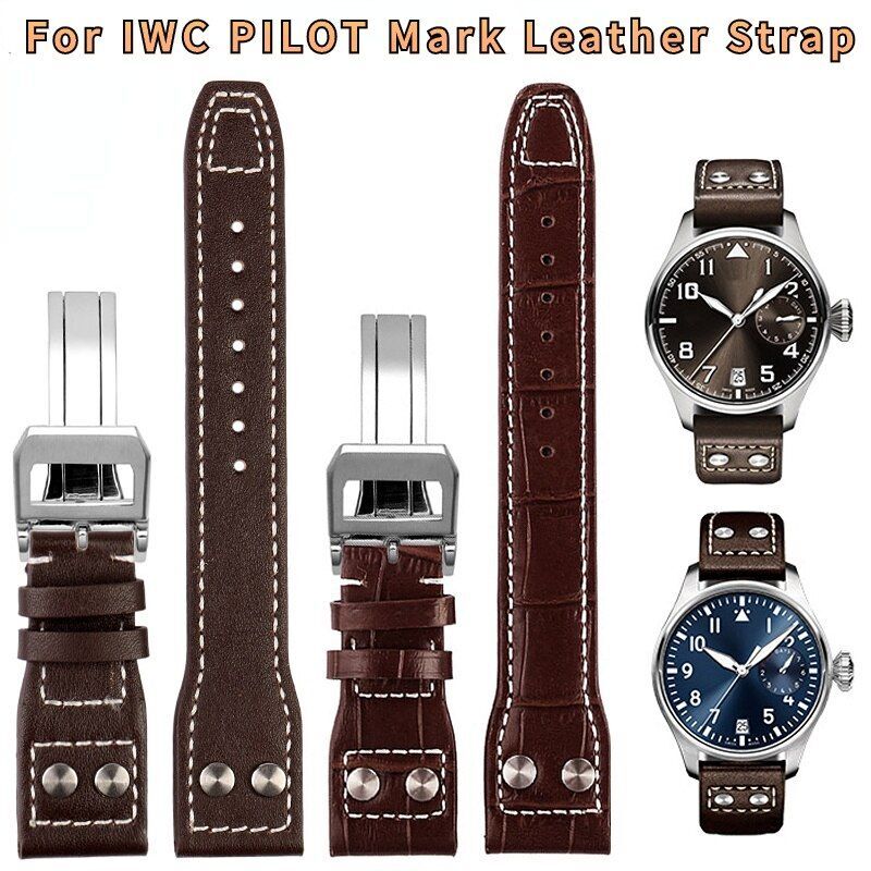 Genuine Leather Watch Band Fit For IWC PILOT Mark 21mm 22mm Strap Accessories