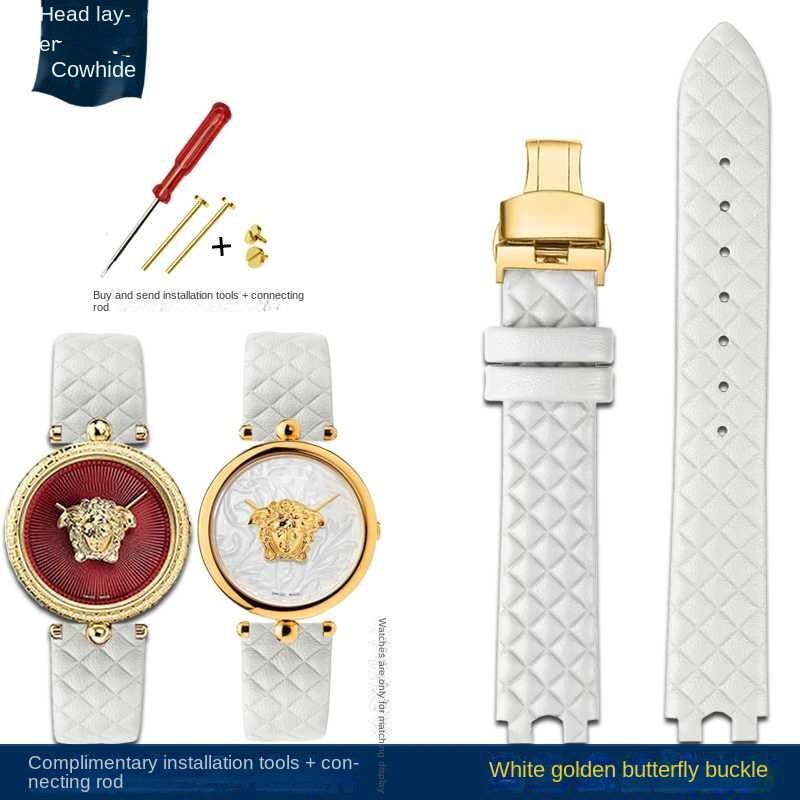 Genuine Leather Watchband Fit For Versace Palazzo Medusa VECQ00218/518/318 Strap