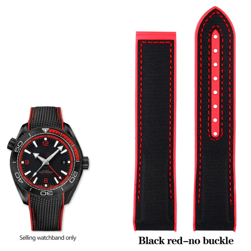 Rubber Silicone Nylon Watch Strap for Omega Seamaster 300 20 22mm Back Blue Band
