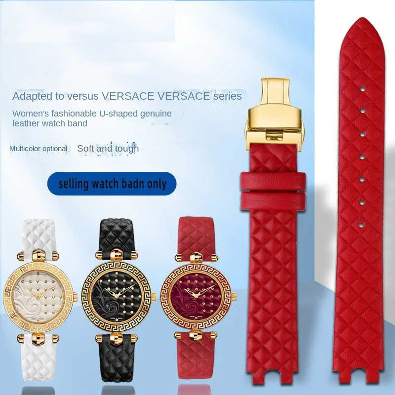 Genuine Leather Watchband Fit For Versace Palazzo Medusa VECQ00218/518/318 Strap