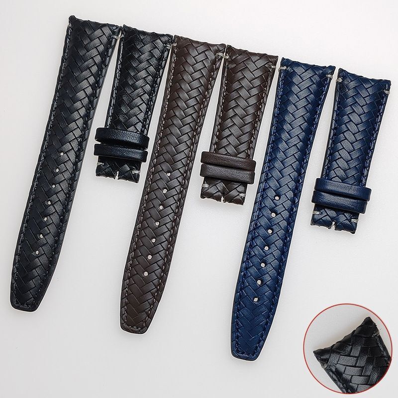 Cowhide Woven Leather Watch Strap Fit For I.W.C Portugieser Pilot's Watchband
