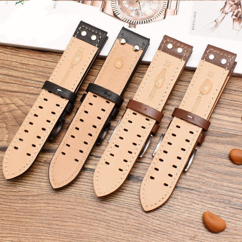 Genuine Leather Watch Strap Fit For Hamilton Khaki Aviation H77755533 H77616533
