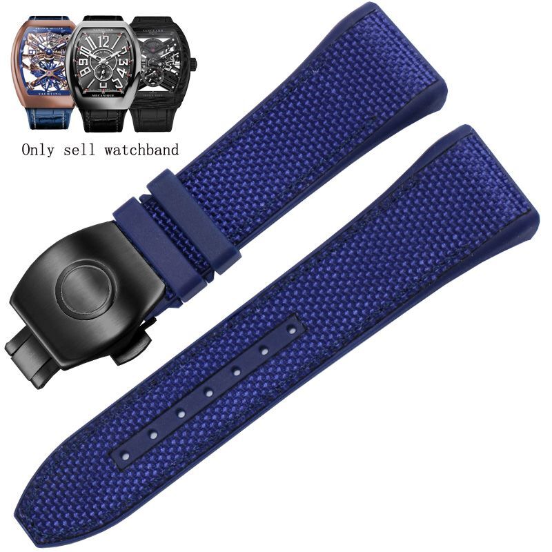 Genuine Leather Nylon Watchband Fit For Franck Muller V45 Series 28mm Straps