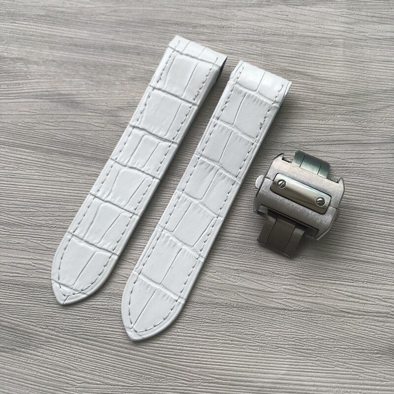 Genuine Leather Watch Strap Fit For Cartier Santos100 20mm 23mm Watch Band