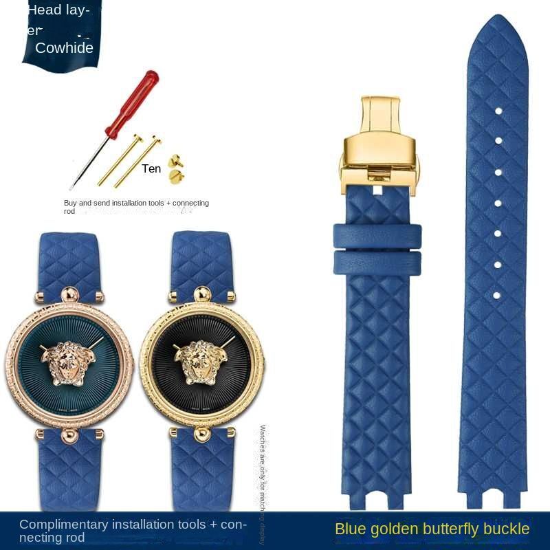 Genuine Leather Watchband Fit For Versace Palazzo Medusa VECQ00218/518/318 Strap