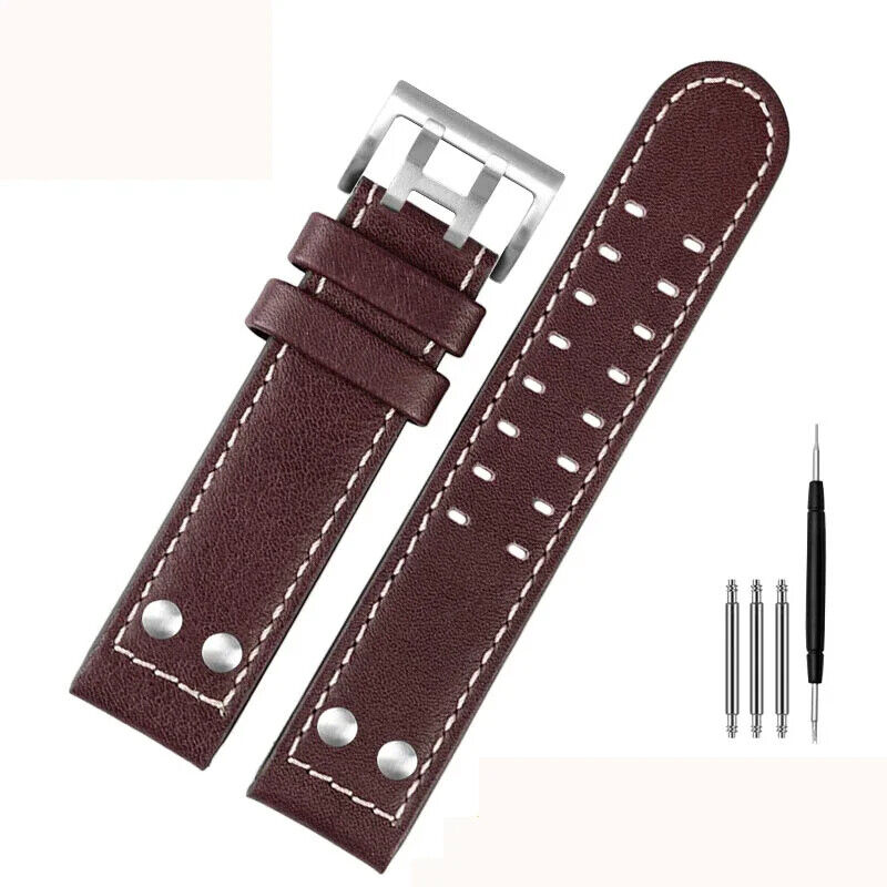 Genuine Leather Watch Strap for Hamilton Khaki H77616533 22mm Military Wristband