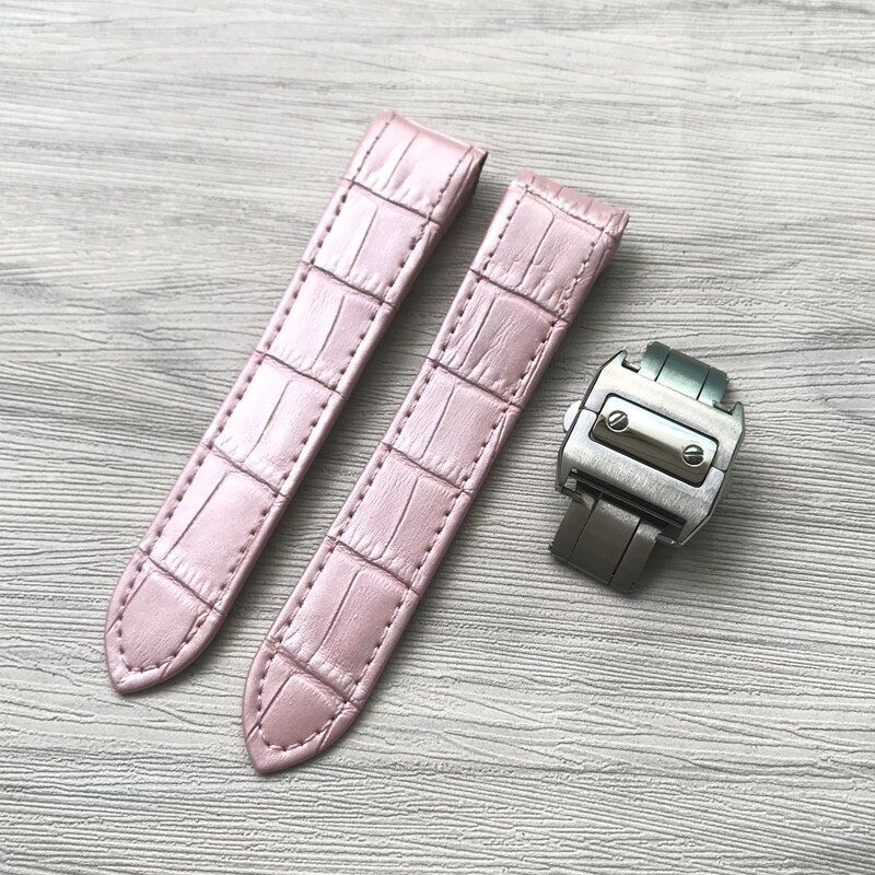 Genuine Leather Watch Strap Fit For Cartier Santos100 20mm 23mm Watch Band