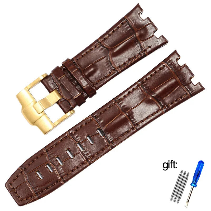 Genuine Leather Watch Strap for AP 15703 Royal Oak Offshore Black Brown Blue 28m