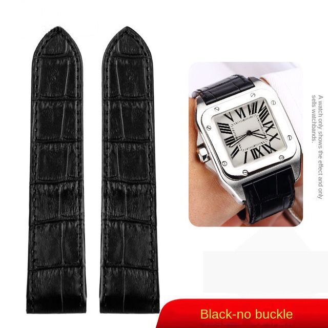 Genuine Leather Watchband Fit For Cartier Santos 100 Folding Buckle Watch Strap