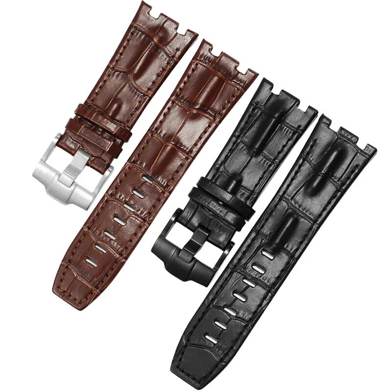 Genuine Leather Watch Strap for AP 15703 Royal Oak Offshore Black Brown Blue 28m