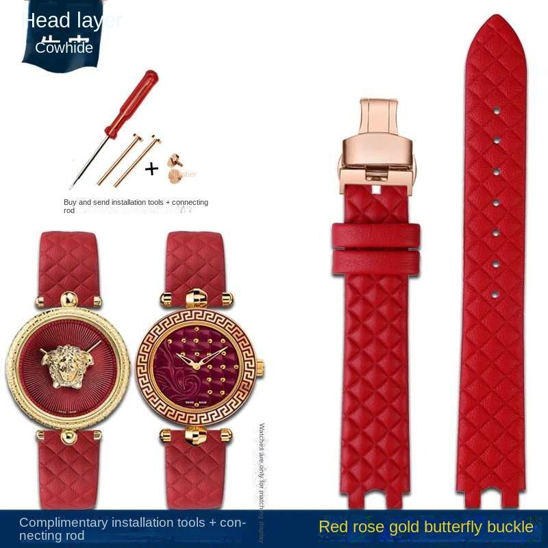 Genuine Leather Watchband Fit For Versace Palazzo Medusa VECQ00218/518/318 Strap