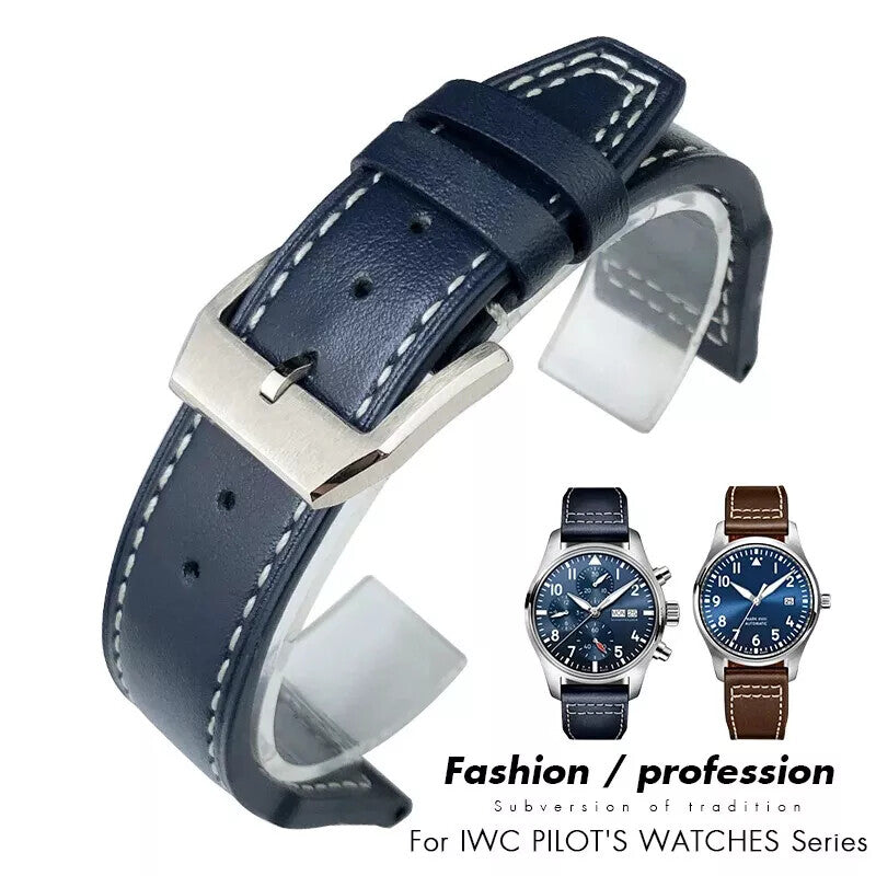 Genuine Leather Watch Strap for IWC Mark Big Pilot Spitfire 20-22mm Cowhide Band