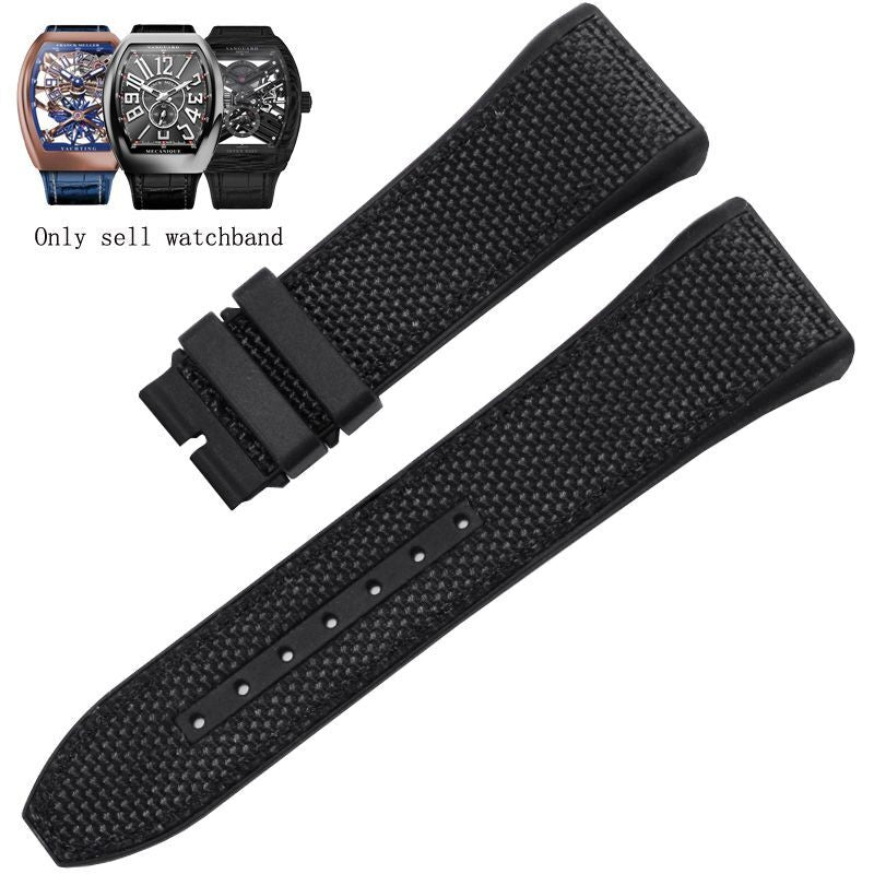 Genuine Leather Nylon Watchband Fit For Franck Muller V45 Series 28mm Straps