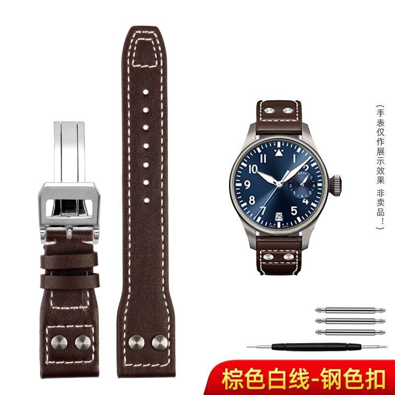 Genuine Leather Watch Band Fit For IWC PILOT Mark 21mm 22mm Strap Accessories