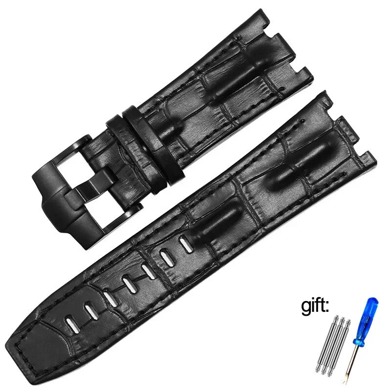 Genuine Leather Watch Strap for AP 15703 Royal Oak Offshore Black Brown Blue 28m