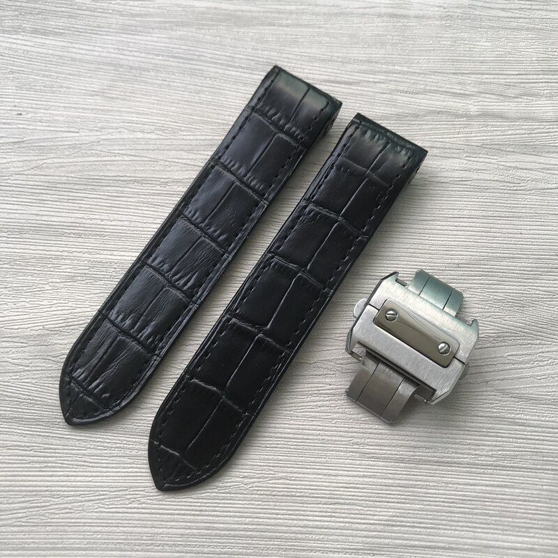 Genuine Leather Watch Strap Fit For Cartier Santos100 20mm 23mm Watch Band