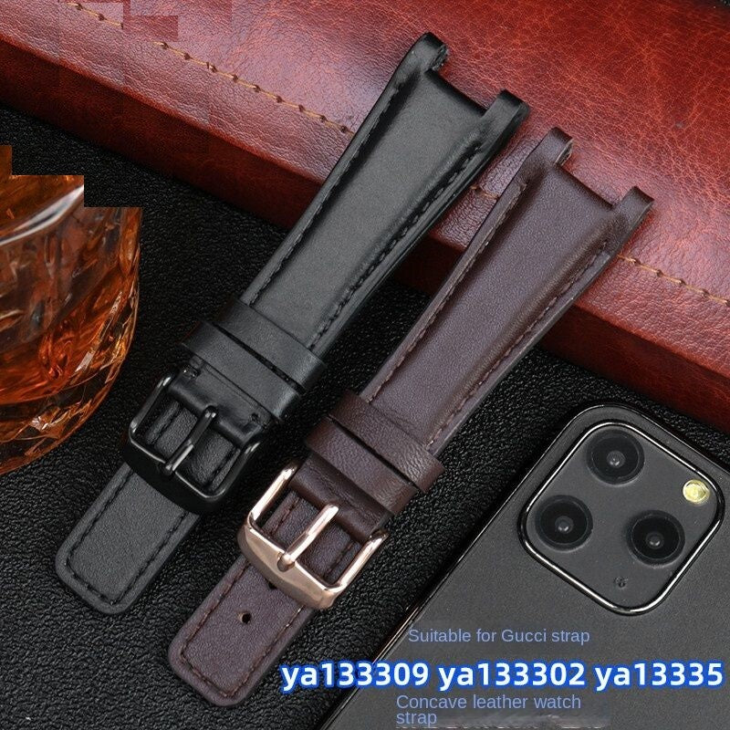 Genuine Leather Watchband Fit For Gucci G-C YA1332 YA1333 YA1335 Series Strap