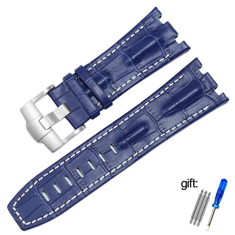 Genuine Leather Watch Strap for AP 15703 Royal Oak Offshore Black Brown Blue 28m