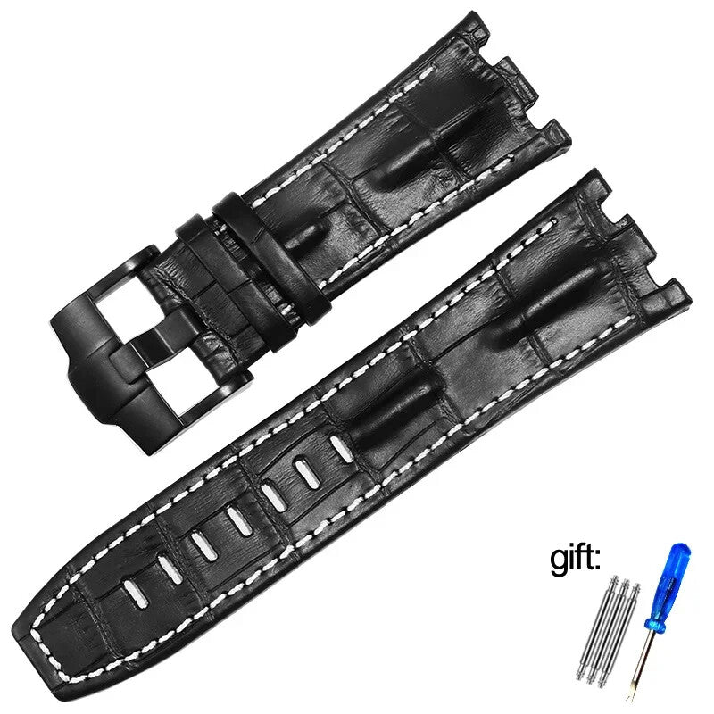 Genuine Leather Watch Strap for AP 15703 Royal Oak Offshore Black Brown Blue 28m