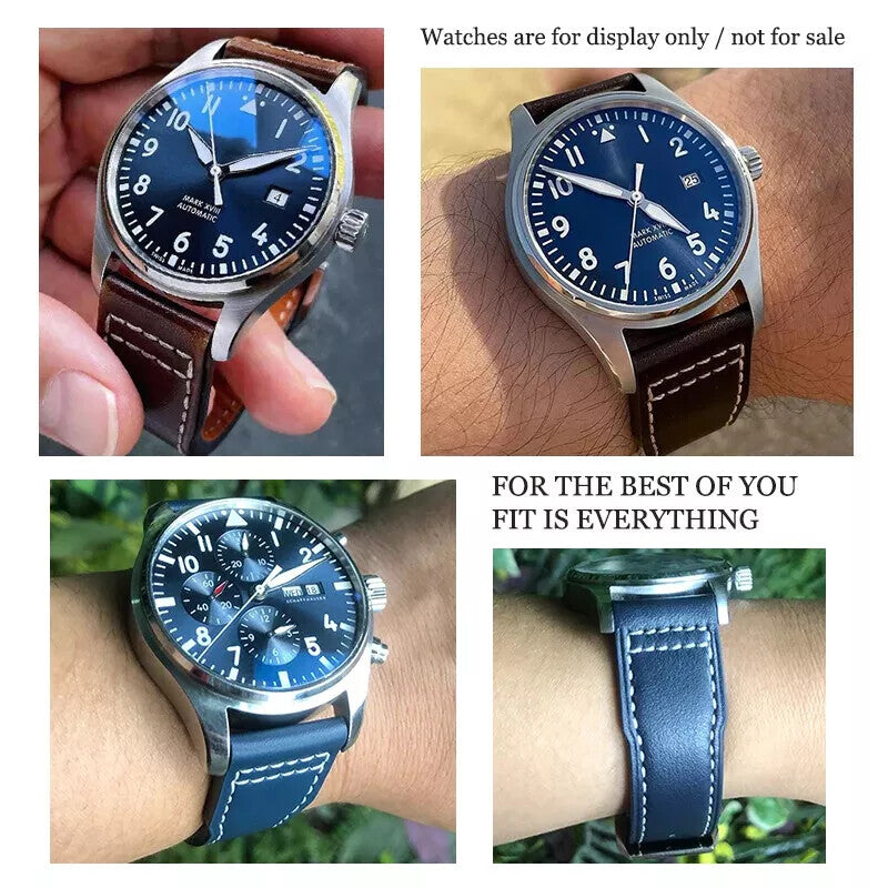 Genuine Leather Watch Strap for IWC Mark Big Pilot Spitfire 20-22mm Cowhide Band