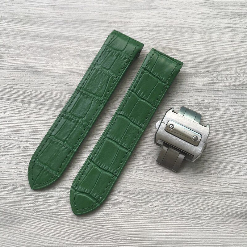 Genuine Leather Watch Strap Fit For Cartier Santos100 20mm 23mm Watch Band