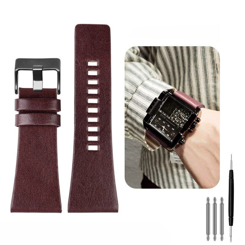 Genuine Leather Watch Strap Fit For Diesel 26MM 28MM 30MM 32MM Wrist Large Band