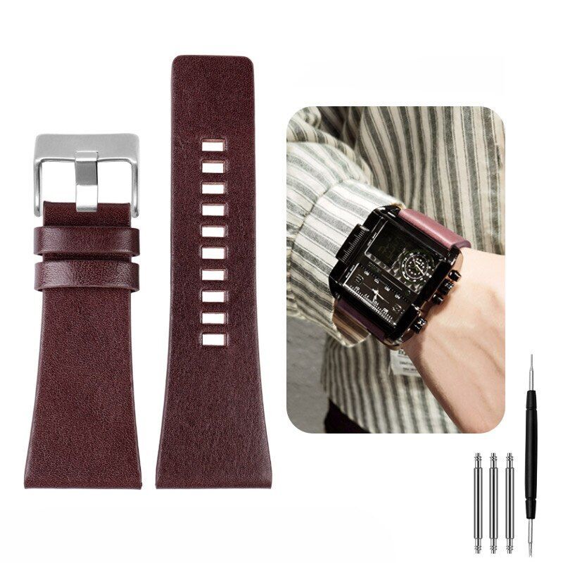 Genuine Leather Watch Strap Fit For Diesel 26MM 28MM 30MM 32MM Wrist Large Band