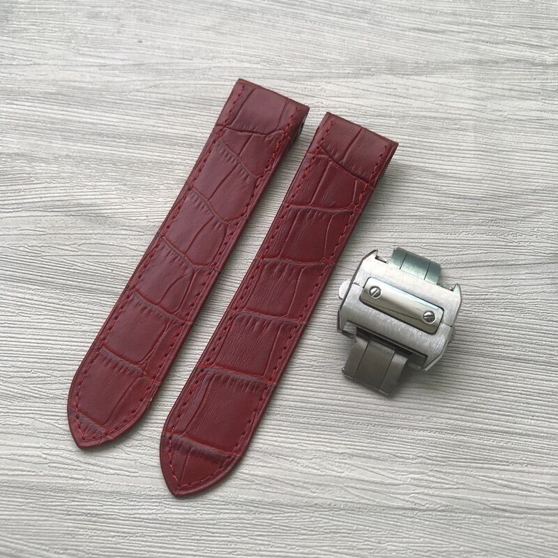 Genuine Leather Watch Strap Fit For Cartier Santos100 20mm 23mm Watch Band