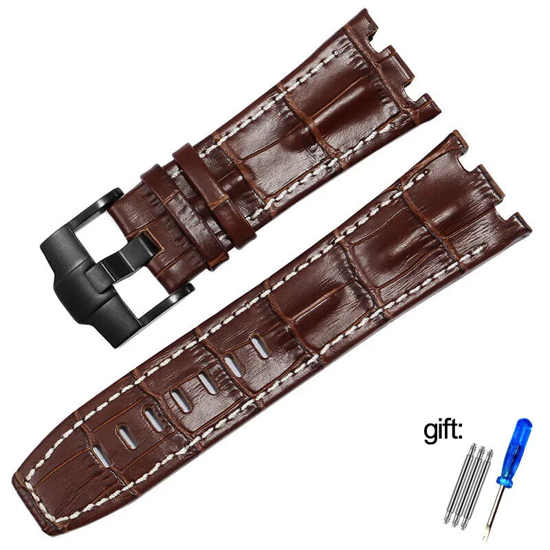 Genuine Leather Watch Strap for AP 15703 Royal Oak Offshore Black Brown Blue 28m