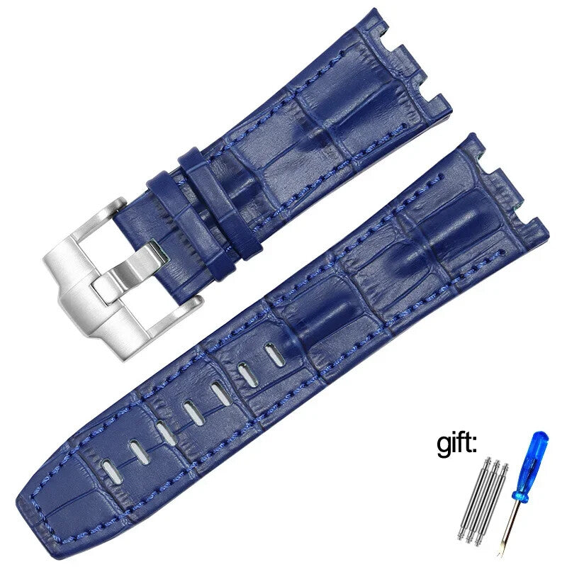 Genuine Leather Watch Strap for AP 15703 Royal Oak Offshore Black Brown Blue 28m