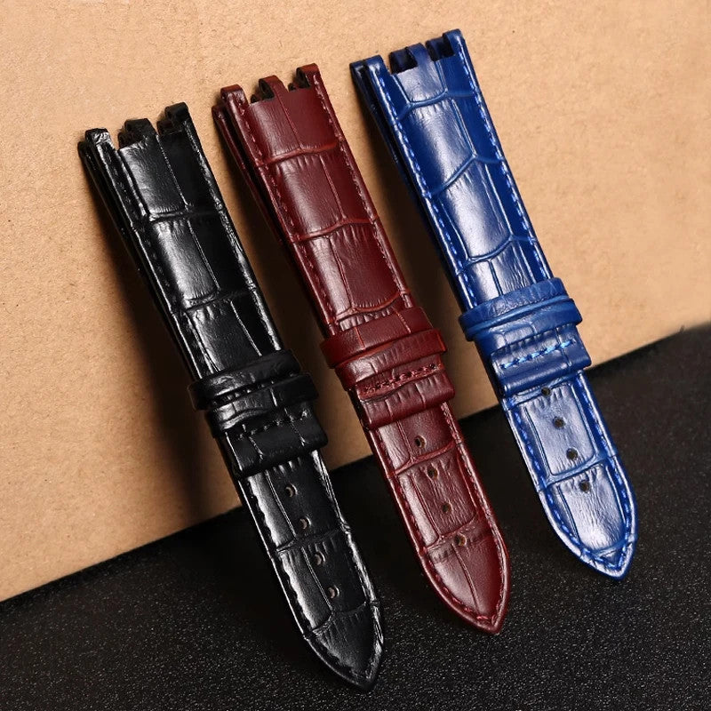 Calfskin Watch Strap For Versace V-RACECHRONO GMT 24mm Concave Convex Watchband