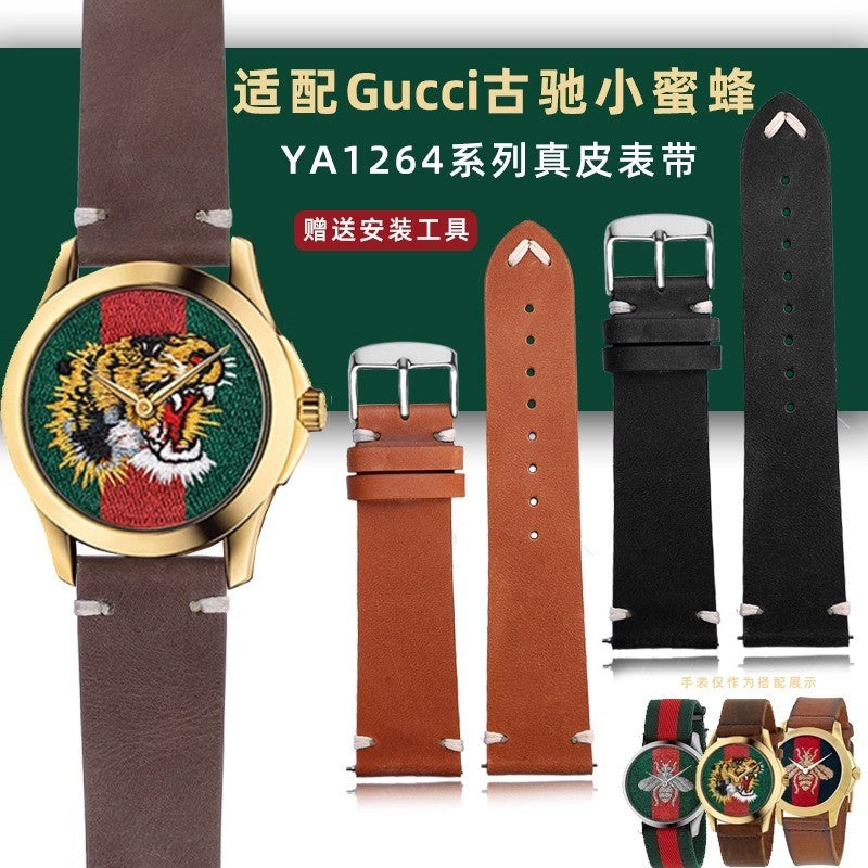 Genuine Leather Watchbands For Gucci YA126497 YA126451 Series Watch Strap 20mm