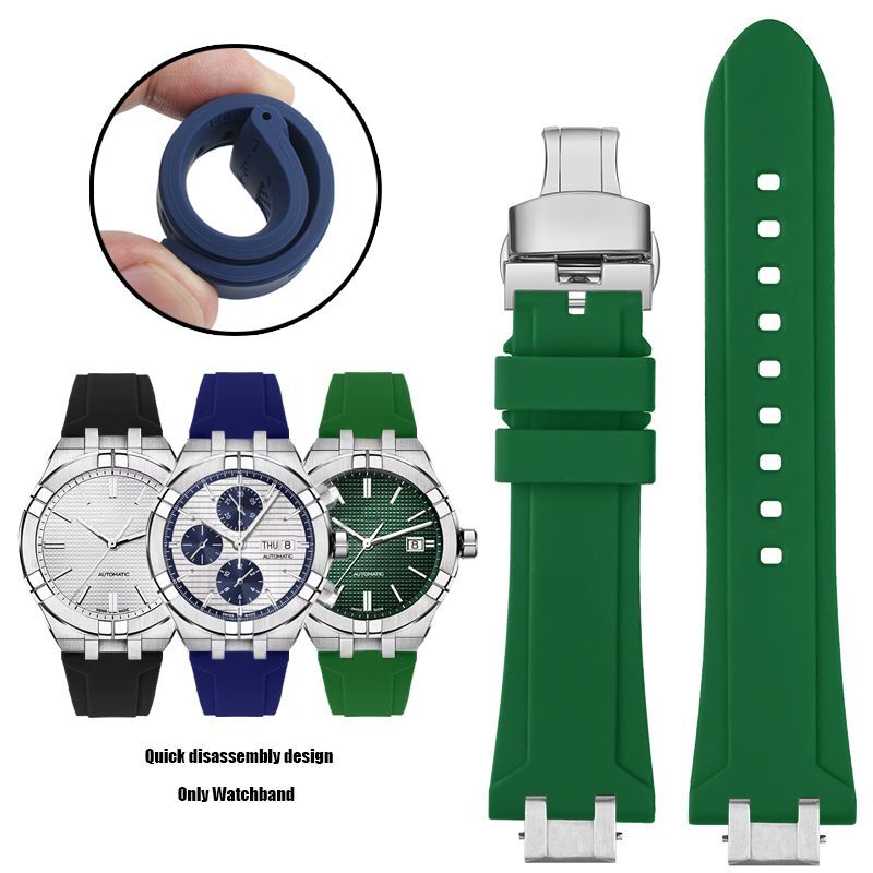 Silicone Watch Strap Fit For Maurice Lacroix Aikon Series AI6008 AI6038 AI6007