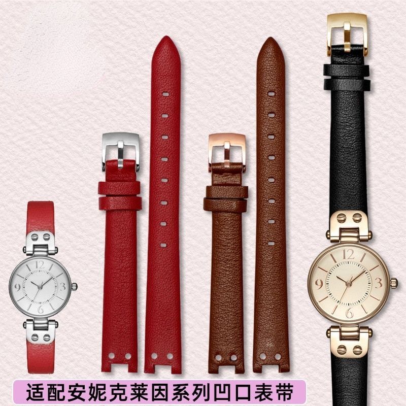 Genuine Leather Watch Straps Fit For Anne Klein Notch AK Simple Elegant Belts