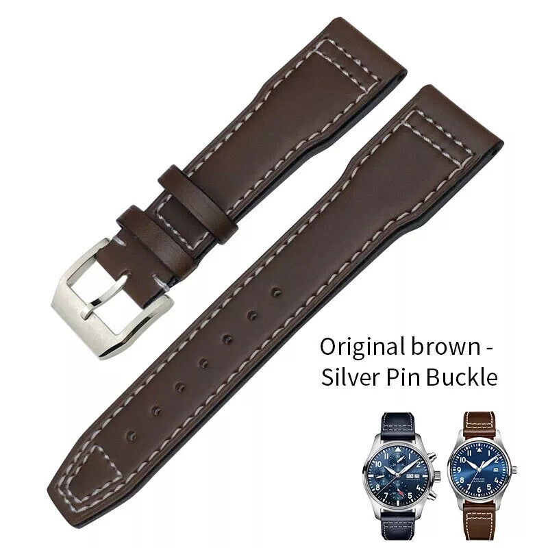 Genuine Leather Watch Strap for IWC Mark Big Pilot Spitfire 20-22mm Cowhide Band