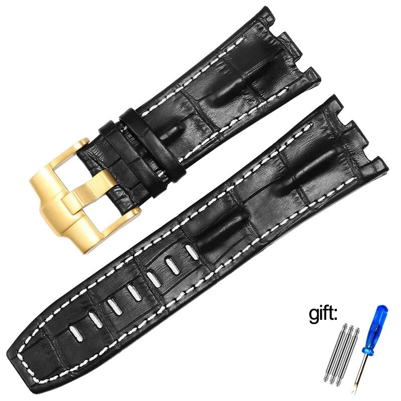 Genuine Leather Watch Strap for AP 15703 Royal Oak Offshore Black Brown Blue 28m