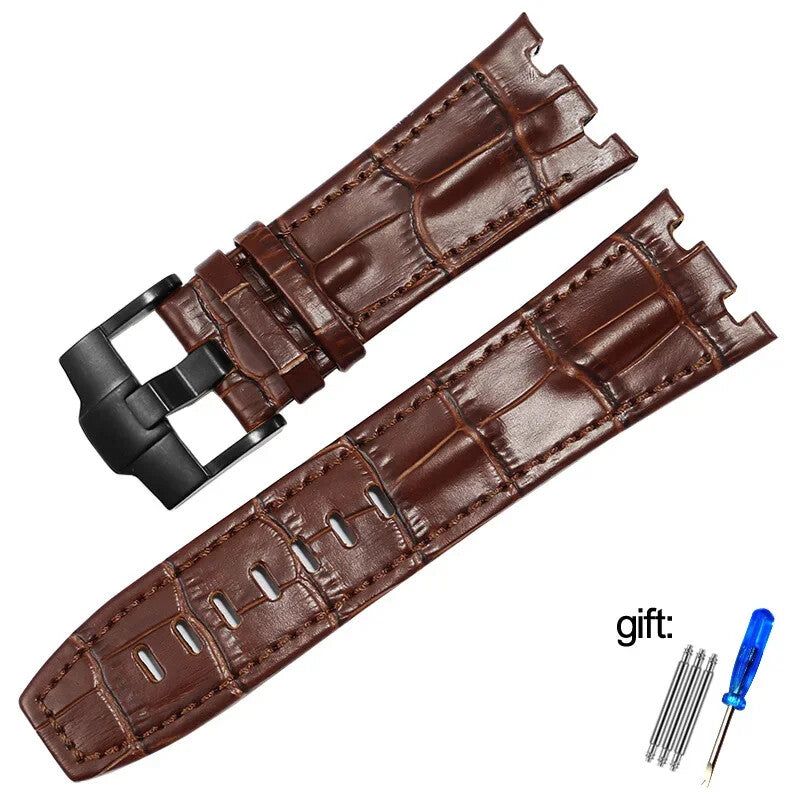 Genuine Leather Watch Strap for AP 15703 Royal Oak Offshore Black Brown Blue 28m
