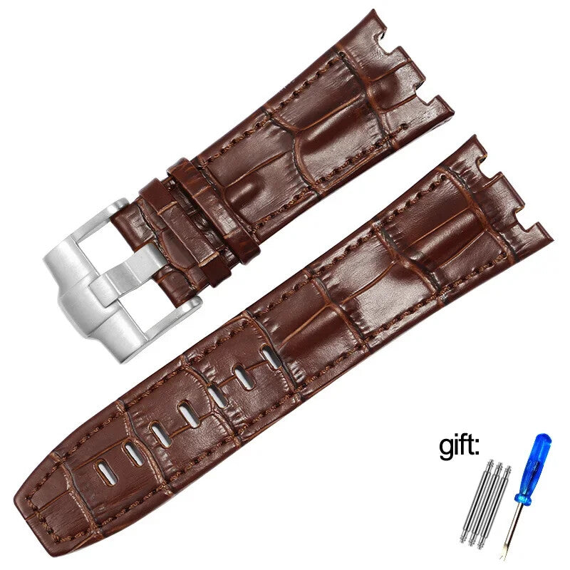Genuine Leather Watch Strap for AP 15703 Royal Oak Offshore Black Brown Blue 28m