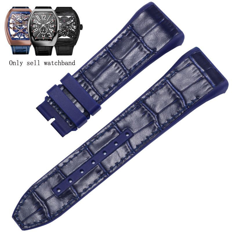 Genuine Leather Nylon Watchband Fit For Franck Muller V45 Series 28mm Straps