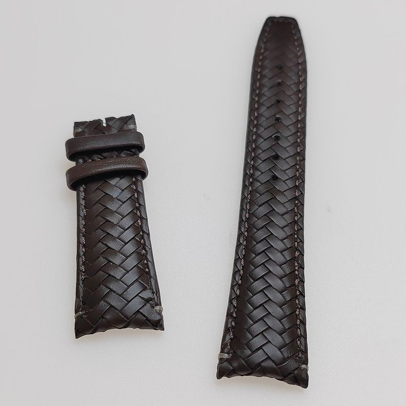 Cowhide Woven Leather Watch Strap Fit For I.W.C Portugieser Pilot's Watchband