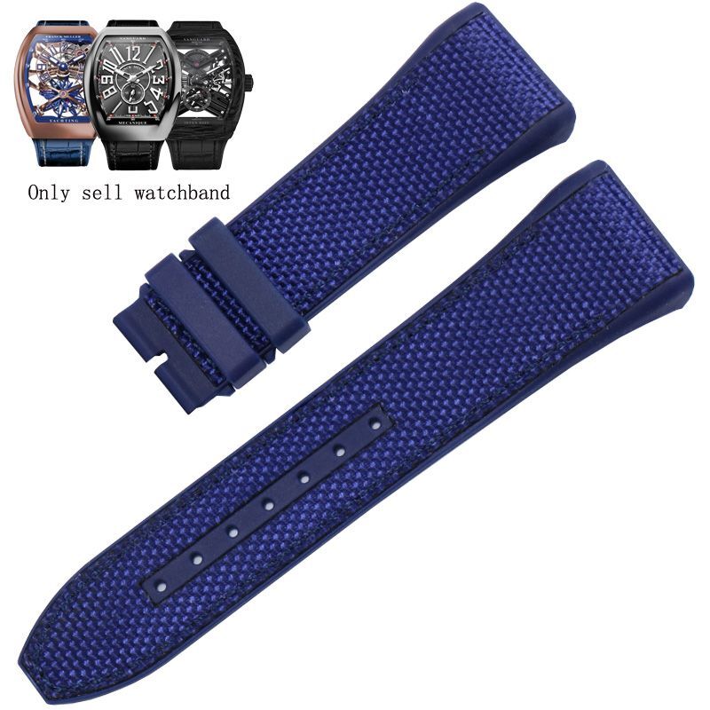 Genuine Leather Nylon Watchband Fit For Franck Muller V45 Series 28mm Straps