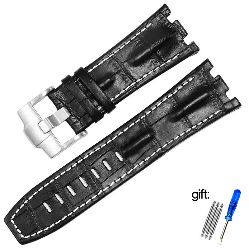 Genuine Leather Watch Strap for AP 15703 Royal Oak Offshore Black Brown Blue 28m