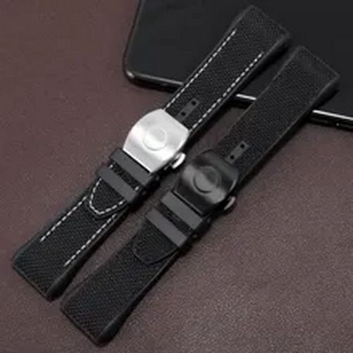 Genuine Leather Nylon Watchband Fit For Franck Muller V45 Series 28mm Straps