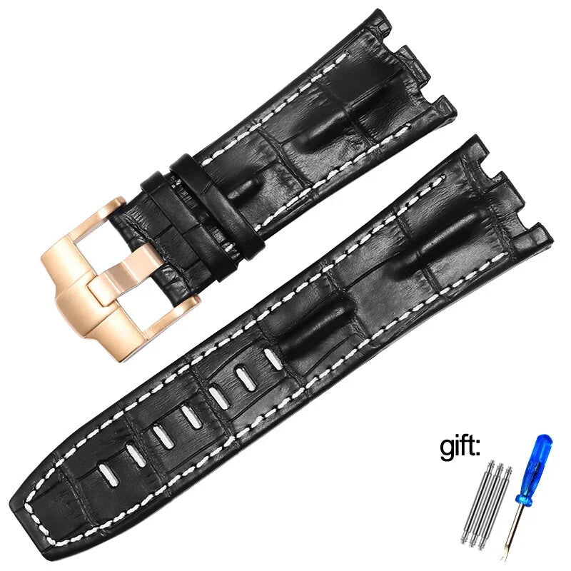 Genuine Leather Watch Strap for AP 15703 Royal Oak Offshore Black Brown Blue 28m